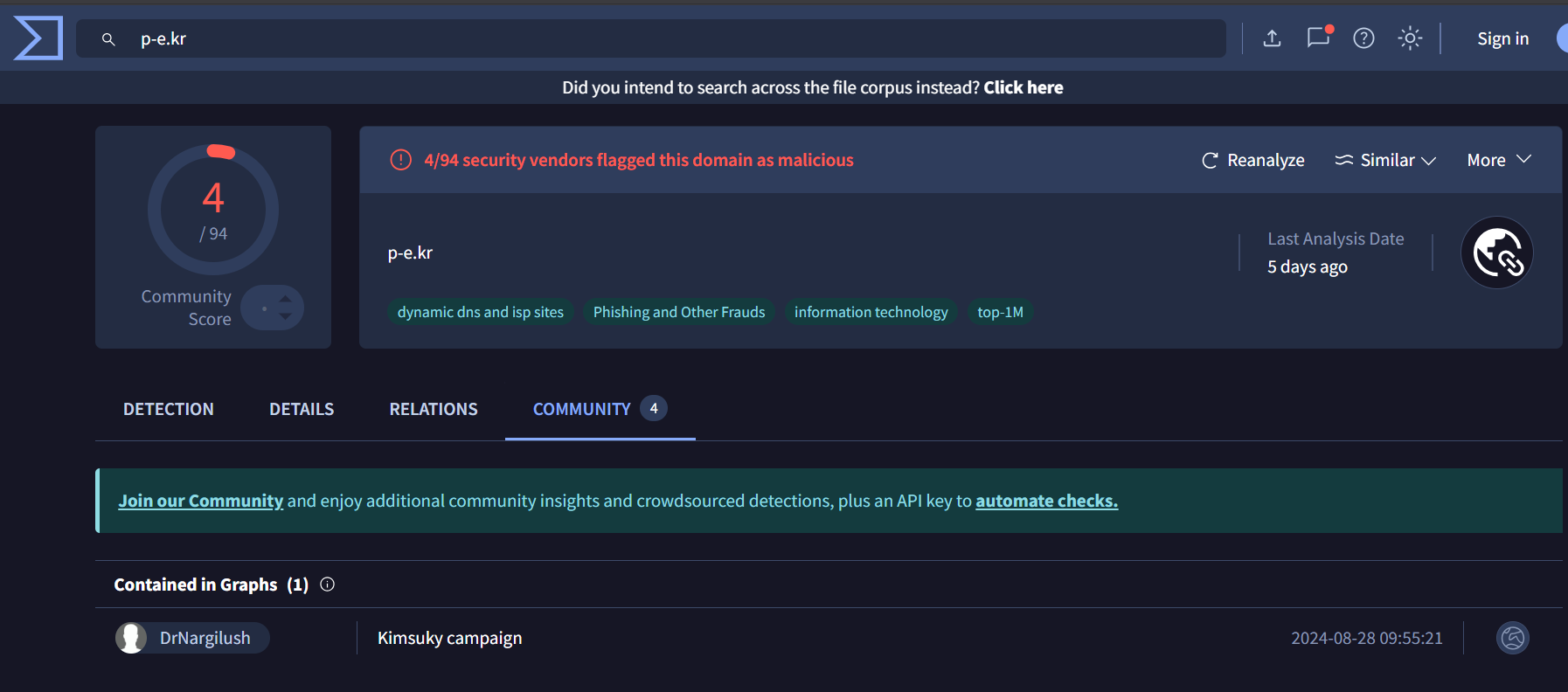 Kimsuky APT infrastructure