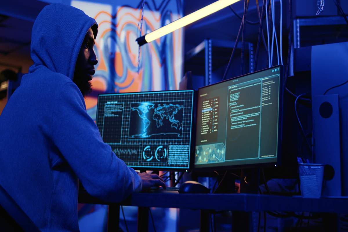 Shield and network icons representing secure cyber future