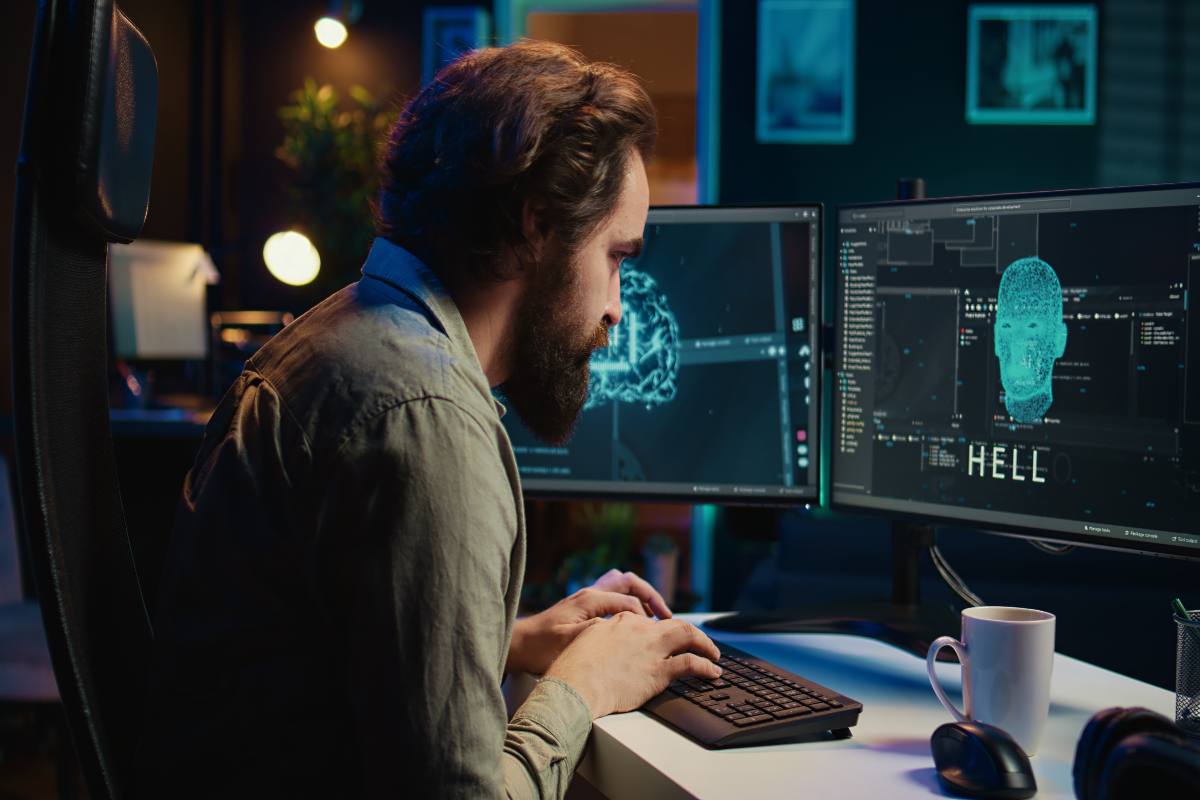 Person puzzled by digital security icons